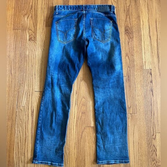 CALVIN KLEIN Straight Distressed Blue Jeans | Size 34 x 32 - Picture 6 of 10